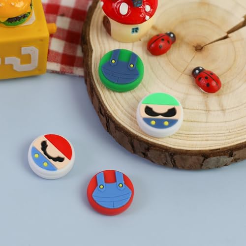 Image of PERFECTSIGHT Cute Thumb Grip Caps for Switch 2, PS5 PS4 Xbox Series X /S Xbox One Switch PRO Controller Steam Deck, 4PCS Soft Rubber 3D Thumbsticks Button Joystick Cover, Red+Green Bros