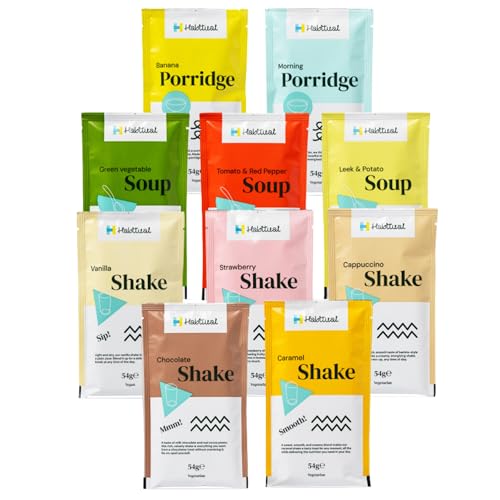 Habitual 10 Pack Meal Replacement Shake, Soup & Porridge Taster Box | NHS Provider | Helps Weight Loss & Diabetes Remission | Weight Loss Shake, Soups & Porridge Starter kit (Taster Box, Standard)