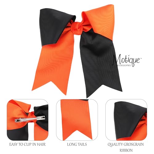 Pinza Jumbo de Moño Bicolor con Cintas (Naranja y Negro) miniatura 3