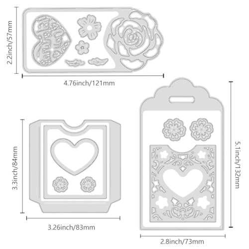 ORIGACH Valentine's Day Stitched Slots Pocket Die Cut Set for Paper Crafting Heart Background Metal Cutting Dies Embossing Stencils Template for DIY Scrapbooking Decorative Paper Card Making - Image 2