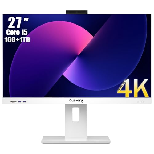 27Inch All-in-One Desktop PC, UHD 4K 60Hz, AIO Display for Home &Office,Students & Business, Core i5-12400F(up to 4.6GHz), 1TB(M.2 PCIE SSD), 16GB DDR4 RAM, WiFi 6, Mouse and Keyboard included