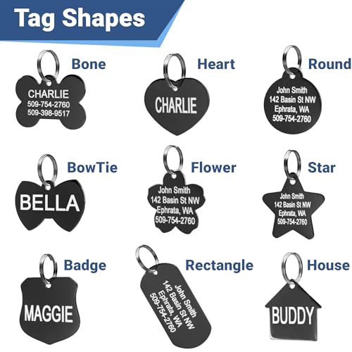 GoTags Dog Tags Personalized Engraved Pet ID Tags, Stainless Steel, Front and Backside Engraving, Available in Bone, Round, Heart, Bow Tie and More, Small and Large Dog and Cat (Pack of 1) - Image 3