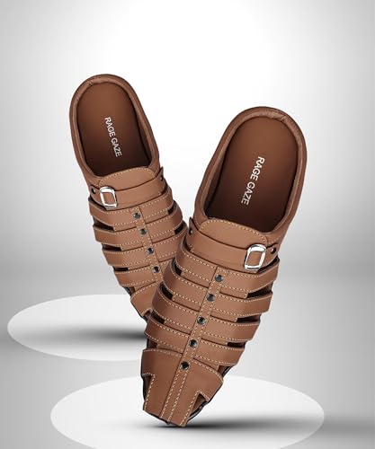 Image of Men's Fashion Sandals - Comfortable Fisherman, Premium PU Padding, Synthetic Leather, Closed-Toe Summer Outdoor Sandals, Tan - Stylish and Durable Footwear