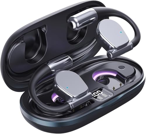 Becklos Open Ear Headphones, Wireless Ear Buds with Earhooks, IPX7 Waterproof, Touch Control Earphones, Sport Headsets, Bluetooth 5.4 Headsets for Workout Running