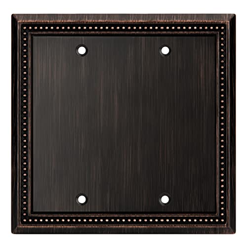Image of Henne Bery Sunken Pearls Heavy Duty Decorative Wall Plate Switch Plate Outlet Cover (Double Blank, Aged Bronze)