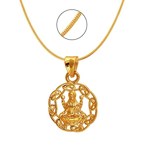 Exa Collection Laxmi Circle Plated Religious God Pendant with Chain