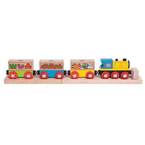 Bigjigs Rail Fruit and Veg Train - Other Major Wooden Rail Brands are Compatible