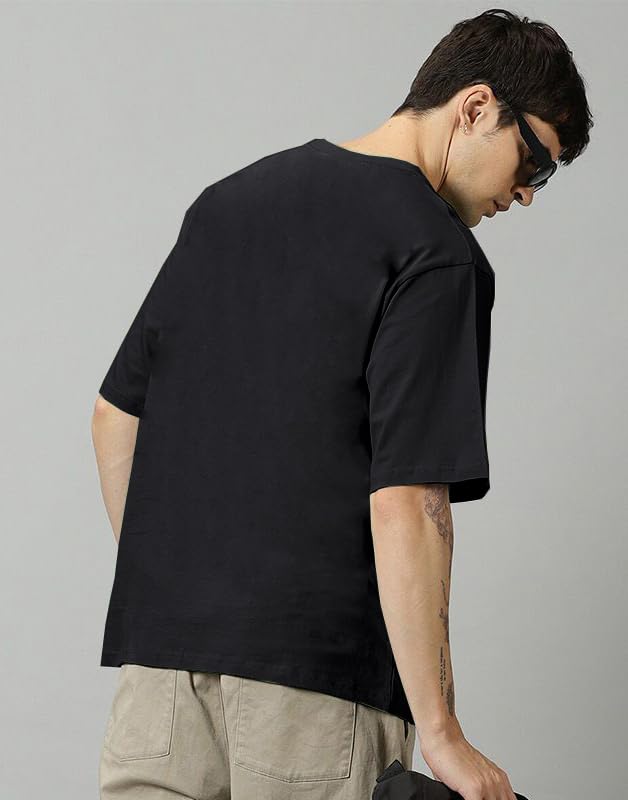 Image of RodZen Oversized Baggy Fit Half Sleeves Round Neck Solid Cotton Blend Combo T-Shirt for Men (Pack of 3)