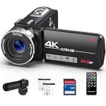 4K Video Camera Camcorder Ultra 44MP Vlogging Camera for YouTube 18X Digital Zoom Camcorder 3.0" IPS Screen IR Night Vision with External Mic, Controller, 2 Batteries and 32G SD Card