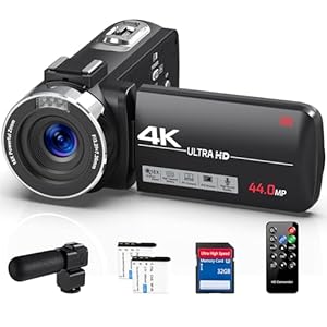 4K Video Camera Camcorder Ultra 44MP Vlogging Camera for YouTube 18X Digital Zoom Camcorder 3.0″ IPS Screen IR Night Vision with External Mic, Controller, 2 Batteries and 32G SD Card