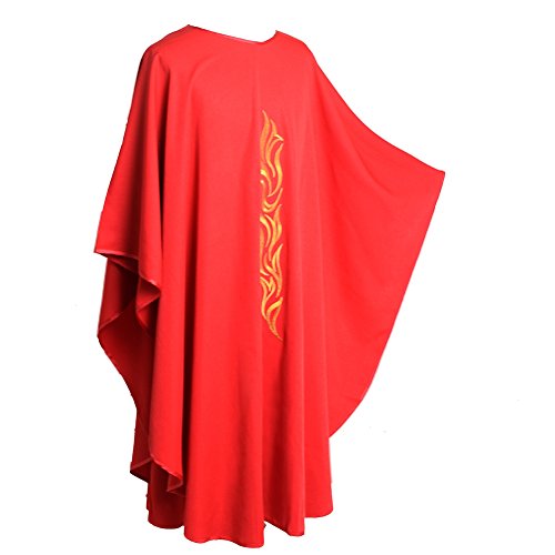 BLESSUME Priest Chasuble Red Embroidered Vestments4