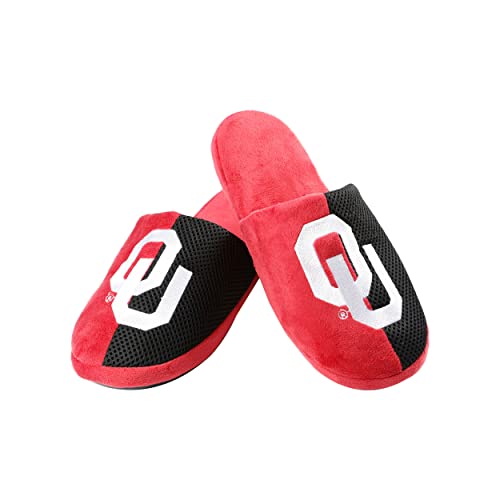 Image of FOCO Oklahoma Sooners NCAA Mens Team Logo Staycation Slippers