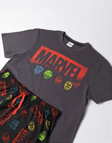 Pyjama Avengers Marvel pour homme ensemble noir multicolore à manches courtes