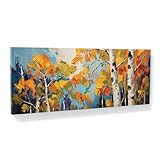 Sense Canvas Aspen Tree Abstract 43 Canvas Art - Home Decor Wall Art Print Poster Painting Large 40x16 / 0.75'