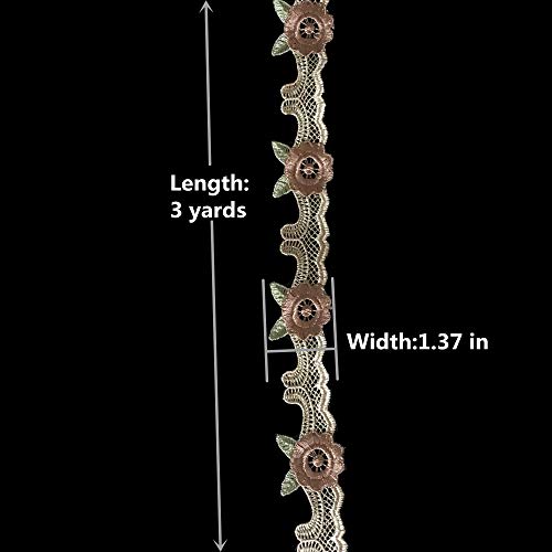 Lemosugar 6 Yards Floral Lace Sewing Trim Craft Embroidery Lace Trim (Including 3 Yards 5.3 In Width Lace Trim And 3 Yards 1.37 In Width Lace Trim) For Curtain, Tablecloth, Slipcover, Diy Handmade #TOP3