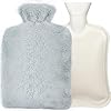 TAKRINK Bolsa de Agua Caliente 2L Botella de Agua Caliente de Goma con Suave Felpa Funda Bolsa Térmica para Agua Caliente para Terapia de Calor y Frío Aliviar Dolor Fatiga para Niño Mayores