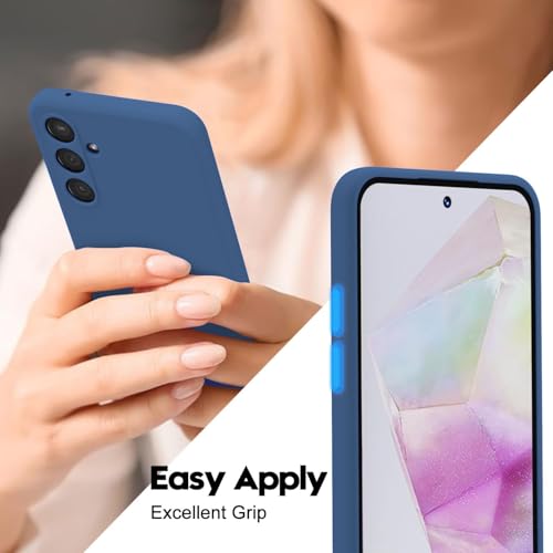 Image of DIZORO Microfiber Candy Case for Samsung A35 5G Smooth Touch Cushion Liquid Soft Silicone Gel Rubber Phone Cases Non-Slip Full Body Protective Shockproof Back Cover -Blue