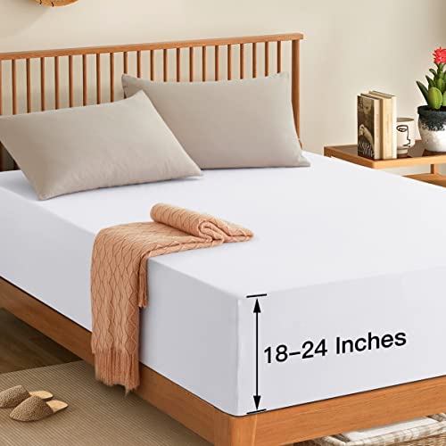 Manyshofu King Extra Deep Pocket Fitted Sheet Only - 1800 Thread Count Hotel Deep Fitted Sheet Up to...