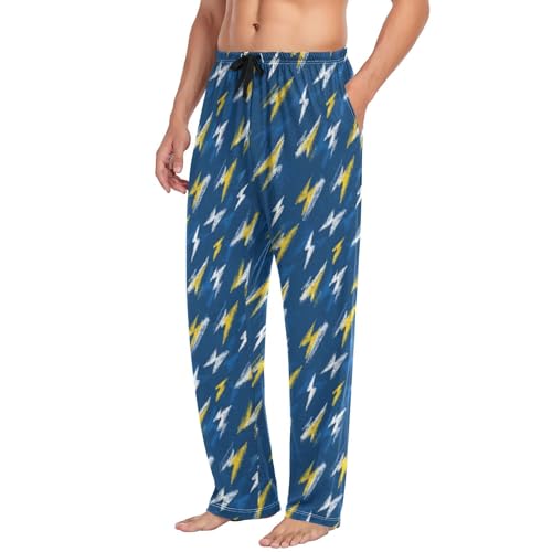 Vdsrup Men's Pajama Pants Blue Thunder Pajama Pants for Men PJs Bottoms Drawstring Pockets Sleep Lounge Pants S4