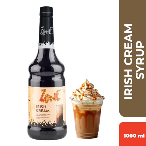 Image of Zone Flavoured Syrups 1000ml - Premium Cafe-Style Syrups for Mocktails, Cocktails, Milkshakes, Coffees, Iced Teas, Sodas & Desserts | Perfect for Home Use, Small Cafes, Bars & Gifting (Irish Cream)