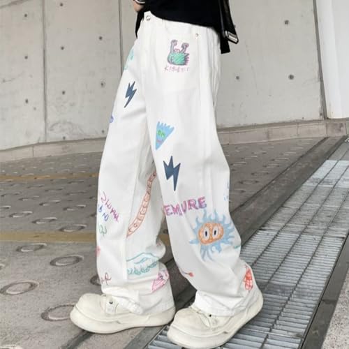 Baggy Jeans Men Graphic Lightning Bolt Y2k Jeans Men Streetwear Graffiti Parachute Wide Leg Denim Pants Hip Pop4