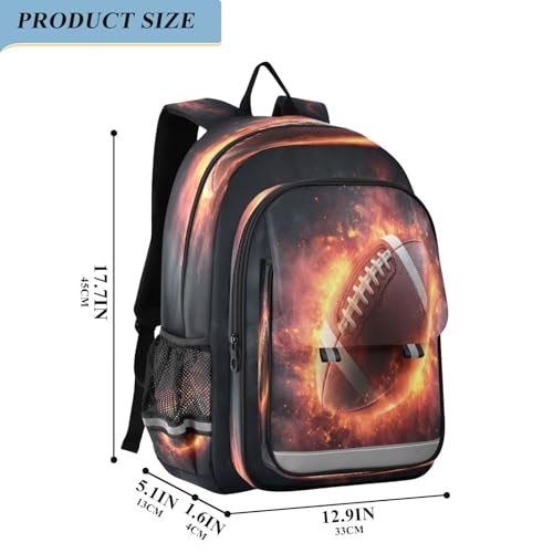 Burning Football Ball Dark Kids Backpack for Girls Boys School Backpack for Preschool Elementary Middle School Laptop Backpacks Bookbag for Toddler Travel Women Men2