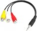 CGTime Black 3.5mm Plug Male to 3 RCA Female Adaptor Audio Video Cable(25CM) (F/M)
