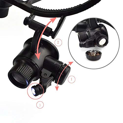 2,5-Fach 4-Fach 6-Fach 8-Fach 10-Fach 15-Fach 20-Fach 25-Fach Lupe Lupe mit LED-Lichtmikroskop Doppelauge Lupa-Brille Lupe Lupenlinse Uhrenreparatur Fernglas