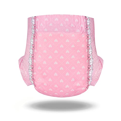 Image of Littleforbig Printed Adult Brief Diapers 10 Pieces - Blushing Baby Pink(XL)