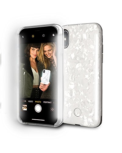 Lumee Duo Selfie Phone Case, Pearl White | Front & Back Led Lighting, Variable Dimmer | Shock Absorption, Bumper Case | Iphone X / Iphone Xs - Ld-Ipx-Prlw #TOP1