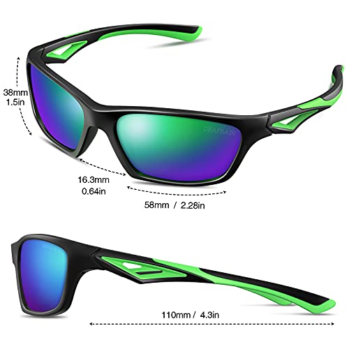 Deafrain Polarized Sunglasses For Kids Boys Girls Child Toddler Sport Baseball Sofeball Green Sun Glasses Age 3-7 #TOP1