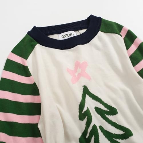 OXKnit Women's Knitted Long Sleeve, Christmas Tree Pattern Cotton Crewneck T-Shirt Tops for Christmas Holiday3