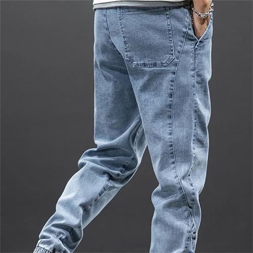 Men's Spring Fall Blue Cargo Jeans – Baggy Denim Jogger Pants, Streetwear Casual Trousers3