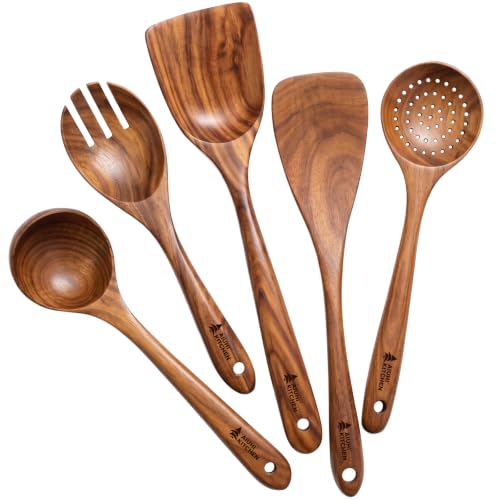 AIUHI Wood Utensils Set for Cooking, Teak Wooden...