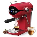 Nesskoko Espresso Machine with Steam Milk Frother Semi Automatic 20 Bar Compact Red with Touch Screen for home Cafetera Espresso, Latte, Cappuccino, Americano, Macchiato