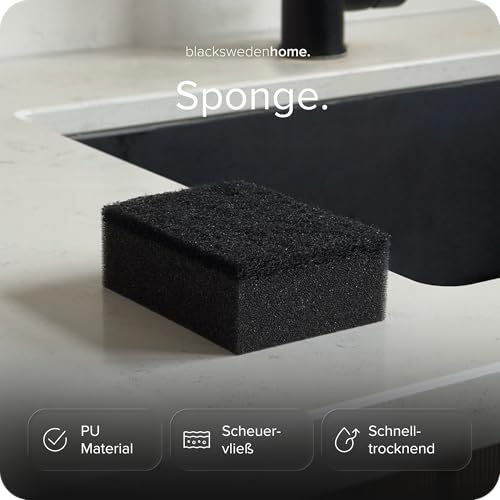 blackswedenhome. SVAMP Schwamm 12 Stück Küchenschwamm Schwarz - Spülschwamm Schwarz, Langlebig und Universell Einsetzbar - Geschirrschwamm, Putzschwamm mit Scheuervlies 2