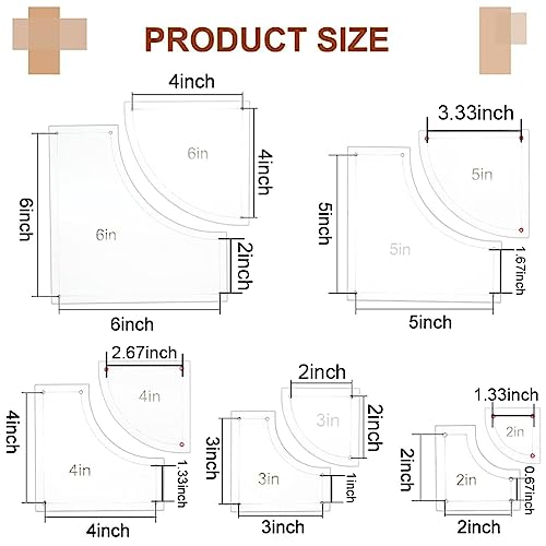 BENECREAT 10 Teiliges Quilt Acryl Schablonen Set, Transparente 2/3/4/5/6 Zoll Schneidelineale Mit Filmschutz, Für DIY Kitchen Art Craft