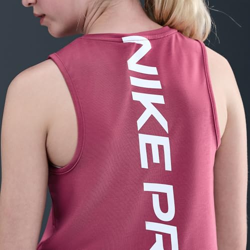 Nike Pro Girls' Dri-FIT Training Tank Top (Sweet Beet/White)4
