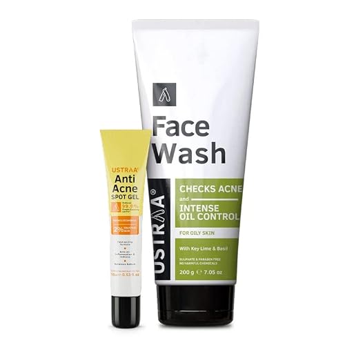 Ustraa Anti-Acne Kit - Anti-Acne Spot Gel 15ml & Face wash Oily Skin 200g, Reduces 99.9% Pimple causing germs, Non-Sticky, Works directly on Acne, Reduces Acne, Pimples, Dermatologically Tested 1 41tYMvc3TYL. SL500