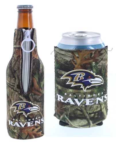 Football Can & Bottle Holder Insulator Beverage Huggie Cooler (Baltimore (Ravens) - Vista Camo)