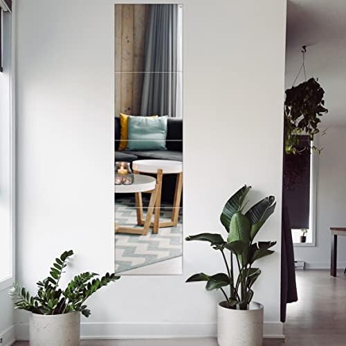 Easy Funny Square Mirror Wall Stickers 30X30CM Removable Acrylic Self Adhesive Mirror Sheets for Home Living Room Bedroom Art DIY Decor (4 PCS Silver)
