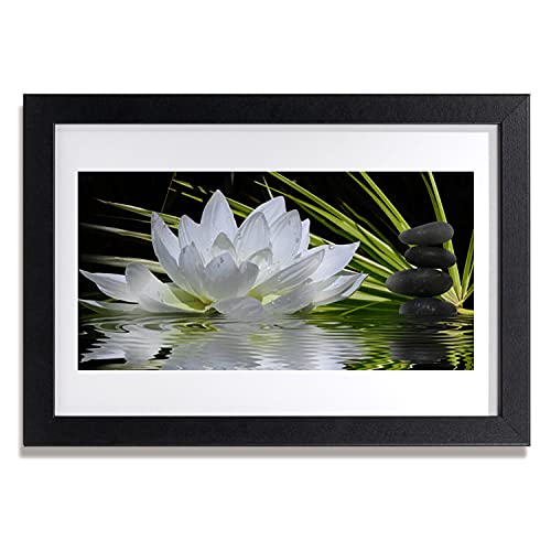 Affiche encadrée de fleurs de lis d'eau Tulup 30x20 cm en bois MDF pour décorer un salon