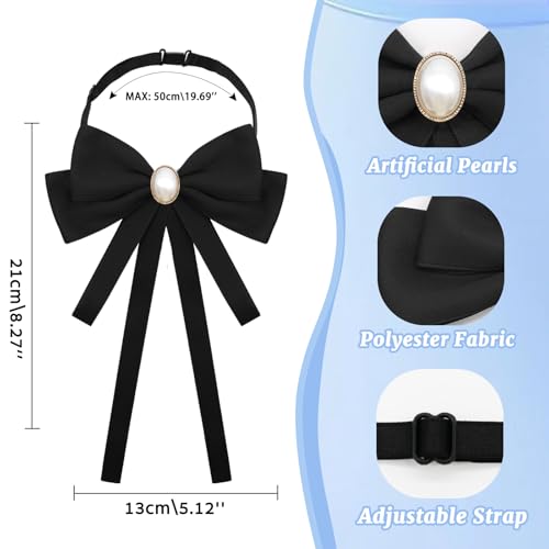 Image of LJBFNN Bow Ties for Women, Adjustable Pre Tied Bow Tie Solid Color Ribbon Bowtie for Girls Ladies Party Daily Cosplay School