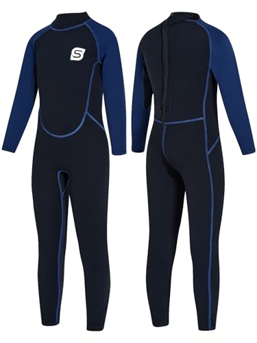 Summshall Traje de neopreno para niños y niñas, 2.5 mm con protección UV50+, mantiene el calor, suave y elástico, para natación, esnórquel y surf
