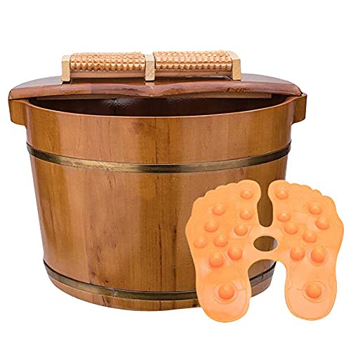 Cubo de Masaje para Pies de Madera Natural