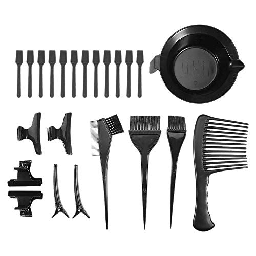 SODIAL 23Pcs/Set Hair Dyeing Tool Kit Hair Color Mixing Bowl Hair Dyeing Comb Brushes Clips Spatulas Hair Coloring Tools