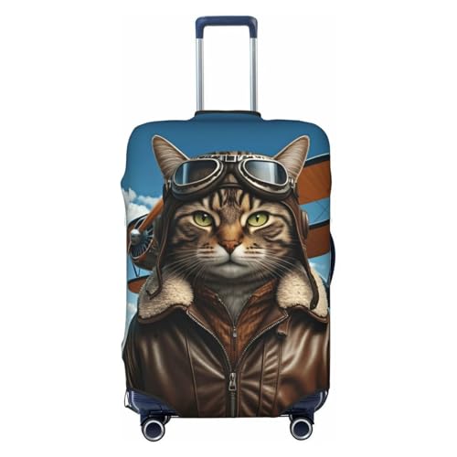 Pilot Cat Travel Luggage Cover Fits 18-32 Inch Luggage, Elastic Suitcase Cover Protector with Concealed Zipper for Wheeled Suitcase Tsa Approved