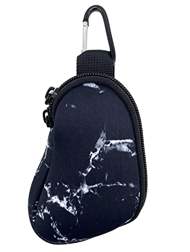 Image of Wanty Asthma Inhaler Holder Neoprene Protective Portable Carrying Bag Travel Inhaler Mini Case Sleeve for L-Shaped Inhaler, Inhaler Not Included (Marble Black), 5'' x 3''