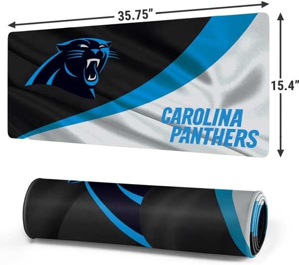 Skinit Extra Large Gaming Mouse Pad - Officially Licensed Carolina Panthers Design with Stitched Edges, Waterproof, Non-Slip Rubber Base, Desk Mat for Keyboard & Mouse, 35.75" x 15.4" inches