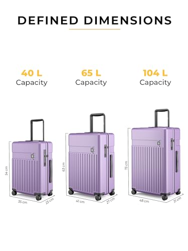 Image of EUME Classic Cabin 55 Cm, Check-in Medium 65 Cm & Check-in Large 75 Cm Luggage Trolley Bags for Travel - Set of 3 (Violet Ash) | Polycarbonate (PC) 8 Hinomoto Wheels Suitcase | Cabin Trolley Bags